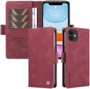 Umlovecase for iPhone 11 Case,for iPhone 11 Wallet Case,Pu Leather Folding Flip Case Magnetic Card Slot Stand Flip Case Protective Cover for iPhone 11-Wine Red