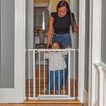 Summer Infant Everywhere Extra Wide Walk-thru Safety Baby Gate, Fits Openings 28.75-39.75” Wide, White Metal, for Doorways and Stairways, 30” Tall