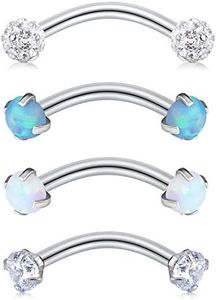 Anicina 16G Opal Eyebrow Ring Cubic Zirconia Daith Rook Earrings Body Piercing Jewelry Curved Barbell Set Tragus Lip Cartilage