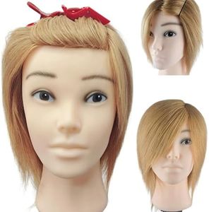 Mannequin Head Human Hair Barber Mannequin Head for Hair Styling Training Manikin Cosmetology Doll Head