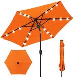 Best Choice Products 7.5ft Outdoor Solar Market Table Patio Umbrella for Deck, Pool w/Tilt, Crank, LED Lights - Orange