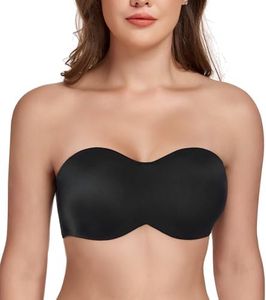Lemorosy Women's Multiway Strapless Bra Plus Size Unpadded Unlined Minimizer Seamless Bandeau(Black,34B)