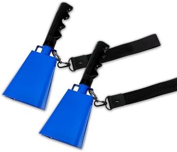 Mingzhe 2 Pack Cowbell with Handle Noise Makers for Football Games Ranch Sports Events Party Concert 9 Inch Cow Bell with Wrist Strap Percussion Musical Instrument Iron Decorations School Hand Bells