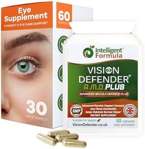 Vision Defender Plus Eye Supplement: AREDS2 Formula Vitamins, Minerals (Lutein, Zinc) Enhanced with Meso-Zeaxanthin for Complete Eyes/Eyesight Health Care & Support. 60 Easy-to-Swallow Vegan Capsules