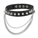 HZMAN Fashion Women Men Cool Punk Goth Metal Spike Studded Link Leather Collar Choker Necklace