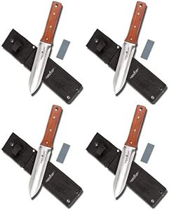 Garden Guru Hori Hori Garden Tool Deluxe Set for Weeding, Digging, Pruning, and Cultivating - Stainless Steel Full Tang Blade (4 Pack)