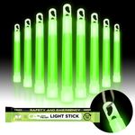 Glow Fever Glow Sticks Bulk, Emergency Safety Military 6'' Lightsticks, Light Up Ultra Bright with 12 Hours Duration for Hiking Party Camping Blackouts Hurricane Shelter Survival Kit (Green, 10PCS)