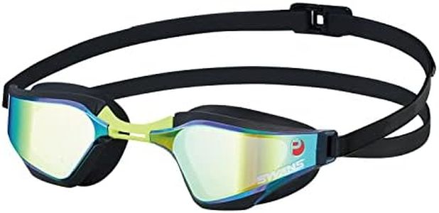 SWANS VALKYRIE SR-72MPAFAB SM/Y Swimming Goggles, Made in Japan, Smoke x Flash Yellow Mirror, Racing, Anti-Fog, Cushioned, Fina Approved Model, Antibacterial