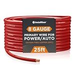 InstallGear 8 Gauge AWG OFC Pure Copper Power Ground Wire Cable (25ft Red) True Spec Welding Wire, Battery Cable Wire, Automotive Wire, Car Audio Speaker Stereo, RV Trailer, Amp Wiring - 8 Gauge Wire