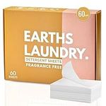 Earths Laundry Detergent Sheets (60 Loads) Fragrance Free, Hypoallergenic Eco-friendly Biodegradable Plastic Free (Fragrance Free)