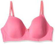 Zivame Women's Cotton Spandex Padded Non-Wired Half Cup T-Shirt Bra (ZI1137-Lemonade_Pink_34D)