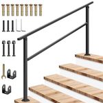 VIVOSUN Outdoor Handrail, 5 Step Stair Handrail, 69" x 36" Fits 1 to 5 Steps, Wrought Mattle Iron Handrail for Concrete Steps, Porch Steps, One-step Assembly, Black