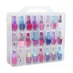 Ruilasago Universal Nail Polish Cosmetic Organisers Holder, 48 Bottles Clear Double Side Nail Polish Holder Storage Case Portable Adjustable Space Divider