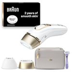 Braun IPL Silk-Expert Pro 5, at Home Hair Removal, Alternative for Laser Hair Removal, Includes Pouch, Venus Razor, Precision Head, 2 Years of Smooth Skin, Gift for Women, White/Gold, PL5137