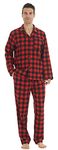 YUSHOW Pyjamas for Men Flannel Red Check Pyjama Sets Ultra Soft Loungewear Long Sleeve Top and Bottoms