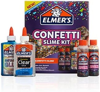 Elmer’s Confetti Slime Kit | Slime Supplies Include Metallic Glue, Clear Glue, Confetti Magical Liquid Slime Activator, 4 Count