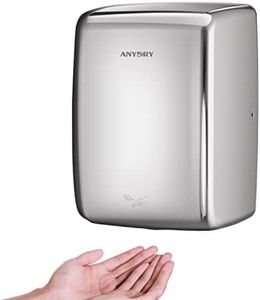 anydry 2803D Mini Electric Hand Dryer, Automatic Hand Dryer for Wall Mounting, Hygienic and Space-Saving. Polishing Stainless Steel, 1350 W