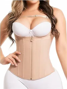 Salome 0314 Zip Waist Trainer Vest Faja Colombiana Chaleco Cinturilla Reductora de Mujer Beige 3XL