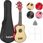 Display4top 21 Inch Soprano Ukulele,Professonial Ukele for Kids Bundle with Gig Bag, Picks,Extra Strings (Natural)