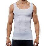 Greyfab WHITE SANDOZ Tummy Tucker Vest Slimming Body Shaper Men Thermal Compression Base Layer Belly Buster Undershirt Vest to Look Slim in Parties/Family Functions (XL)