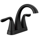 Delta Faucet Arvo Matte Black Bathroom Faucet, Centerset Bathroom Faucet Black, Bathroom Sink Faucet, Drain Assembly Included, Matte Black 25840LF-BL