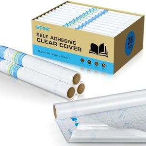 28 Pack Clear Contact Paper Roll Book Cover 17.7in × 5ft Bulk Self-Adhesive