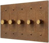 Brass Dimmer Light Switch - 120V AC - Solid Brass Wall Plate for LED Bulbs - Handcrafted Rotary Dimmer with Knurled Knob - UL Listed Flicker-Free Dimming - Vintage Style Light Control for Home Décor