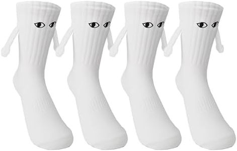 Keauexp Hand Holding Socks Magnetic In Hands That Hold Funny Men Couple For Women, Novelty Friendship Couples Bestie Gift (Embroidery White-2 Pairs), Embroidery White-2 Pairs