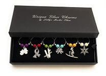 Libby's Market Place I Love To Ski, Ski Lovers Wine Glass Charms with 3 Different Gift Options (Gift Box)