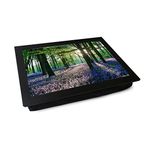 Portable Lap Desk Tray (Violet Field In Woods) Handmade Wooden Frame, Beanbag Cushioned Bottom | Computers, Laptops, Meals, Food | L0069 Black