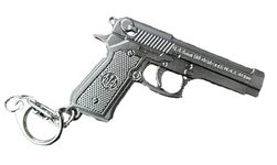 Fat-catz-copy-catz Novelty Grey M9 Baretta Miniature Model Pistol Hand Gun Revolver Keyring 7.5cm