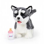 CU-MATE Electronic Walking Cats Dog, Realistic Interactive Pet Toy, Walking, Barking,Wagging Tail & Talking, Gifts for Boys and Girls (Electric Husky)