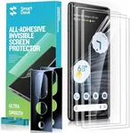 SMARTDEVIL 2 Pack Thin Screen Protector for Google Pixel 7 Pro, [Support Fingerprint Unlock] Touch Sensitive Film (Not Glass), with 2-Pack Camera Lens Protector, Alignment Tool