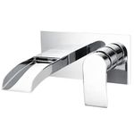 Bathroom Bath Taps Wall Mounted Waterfall Mixer Filler Tap Chrome Wall Mount Tub Tap Bathtub Faucet Modern 1/4 Turn Single Lever Monobloc