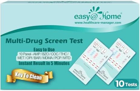 Easy@Home Multi-Drug Screen Test: 10 Pack Urine Drug Tests Kit, Testing AMP/BZO/COC/THC/MET/MOR/BAR/MDMA/PCP/MTD, Instant Drugs Test Kits Including Sensitive Marijuana Test, #EDOAP-3104
