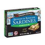 Crown Prince Skinless & Boneless Sardines in Olive Oil, 3.75-Ounce Cans (Pack of 12)