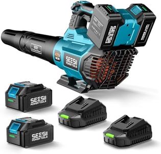 Seesii 40V Leaf Blower Cordless, 600CFM/160MPH Brushless Motor with 2 * 5200mAh Batteries and 2*Chargers, Variable Speed Control&Turbo Button, Electric Blower for Lawn Care/Debris/Dust