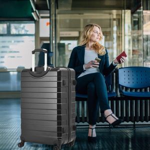 RMW 2-Piece Hard Shell Suitcase Set – Lightweight, Spinner Wheels, Black (20" Cabin + 24" Medium)