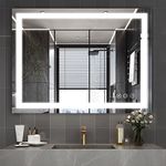 Butylux 32x24 inch LED Lighted Wall Mounted Bathroom Mirror with 3000K-6000K Dimmable,Anti-Fog,IP44 Waterproof,Bathroom Vanity Mirror with Smart Touch Button,Memory Function(Horizontal/Vertical)