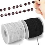 Elastic String for Bracelets, 2 Rolls 0.8MM Elastic Cord, Stretchy Elastic String for Jewelry Making, Bracelet, Necklace, Beading, Crafts, Sewing (200M, White & Black)