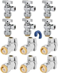 12PCS Push Fit Angle Stop Valve 1/2"x3/8" - No Lead Brass Water Shut Off Valve with Compression Push to Connect Technology for Sink/Toilet Plumbing (12 Pack)