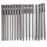 Eyech 16pcs Long Screwdriver Bits Set Cross+Slotted+Torx+Hex Head Screwdriver Bits Kit Magnetic 1/4 Inch Hex Shank Drill Screw Driver Bits -4 Inch Length