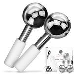 Hana Emi Ice Globes for Face - Unbreakable Ice Roller for Face and Eyes - Cryo Globes for Facials Anti-Age - Anti-Wrinkle Face Globes - Masajeador Facial - Set of 2, Silver