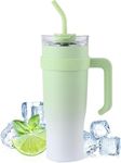 STRATA CUPS Tumbler with Lid and Straw | 1.2 Litre Insulated Tumbler Bottle with Flip Lid & Solid Handle | Stainless Steel Durable Leak-Proof Travel Mug for Hot and Cold Drinks (Green, 1.2 LTR)