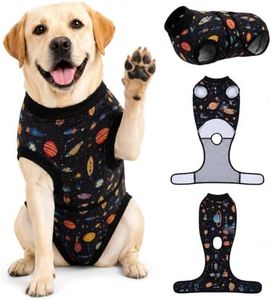 PetWarm Recovery Suit for Male Dogs Neutered,Hooded Dog Inner Clothes,Recovery Suit for Female Male Dogs Substitute E-Collar & Cone Anti-Licking Dog Surgery Recovery Suit,Cosmic Pattern,Black Gold,L