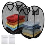 Folding Laundry Basket 2Pack 75L Pop up Washing Laundry Hamper with 2 x Laundry Bag Portable Mesh Collapsible Laundry Basket with Side Pocket for Bedroom Bathroom Dorm Room College or Travel