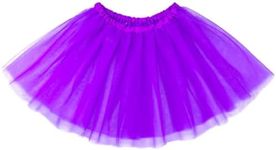 TWINKLEDE Women Tutu Skirt Classic 4 Layered Tutus Elastic Tulle Costume Skirts for Adult and Teen Girls, Deep Purple, Small-Medium