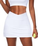 Navneet Women Tennis Skirt with Shorts A Line Golf Skorts Bodycon Sport Skirts Mini School Skirt Workout Scort Pickleball Snow White M