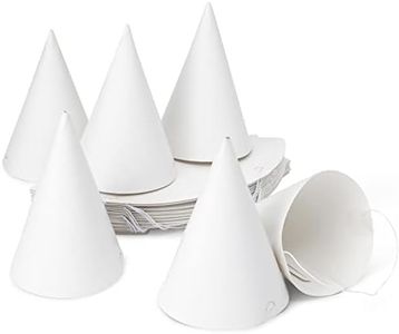 Bright Creations 50 Pack White Party Hats for Birthday - Blank Cone Hat for Painting, Crafts Supplies (6 in)