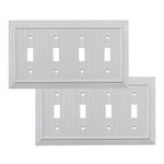 SleekLighting Pack of 2 Wall Plate Outlet Switch Covers | Classic White Beadboard Wall plates| Variety of Styles: Decorator/Duplex/Toggle/Blank / & Combo | Size: 4 Gang Toggle